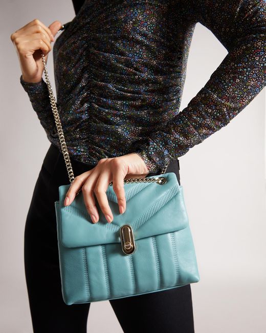 Ted Baker Leather Puffer Quilt Detail Mini Xbody Bag in TealBlue (Blue