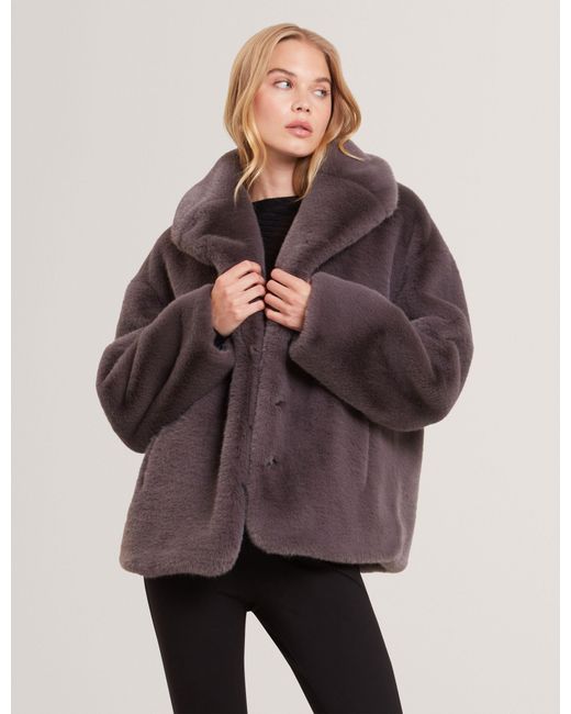 Ted Baker Brown Fiela Faux Fur Oversized Short Coat