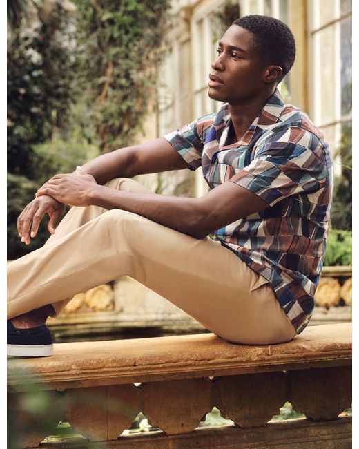 Ted Baker Multicolor Yarino Tile Print Cotton Linen Short Sleeve Shirt for men