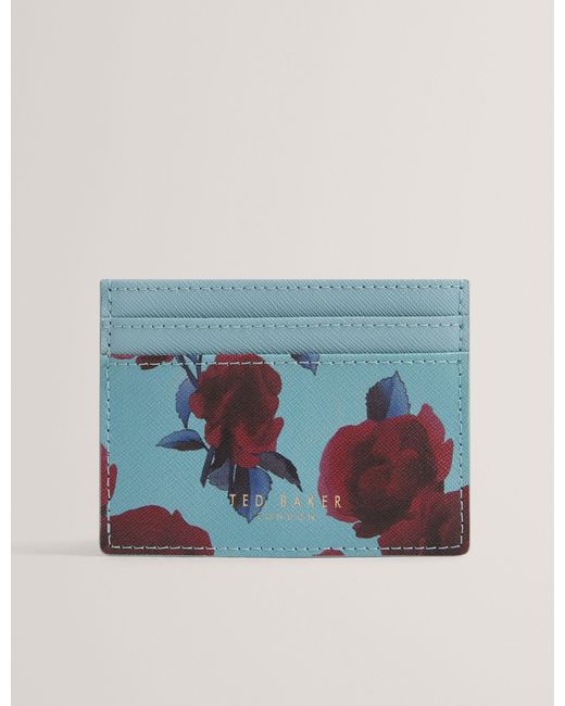 Ted Baker Blue Everlyn Rose Print Slim Leather Card Holder