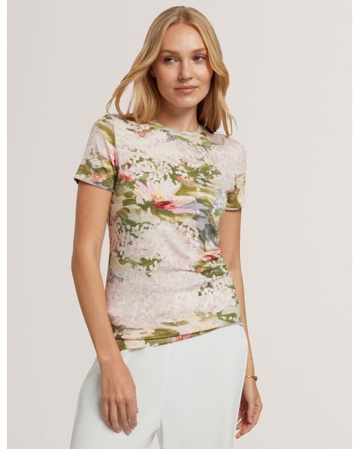 Ted Baker Natural Polla Lilypad Print Fitted Jersey T-Shirt