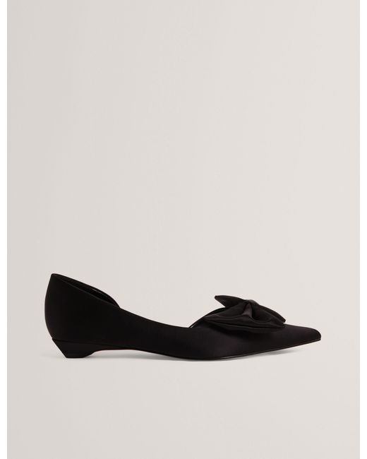 Ted Baker Black Soufiya Bow Detail Satin Pointed Kitten Heels