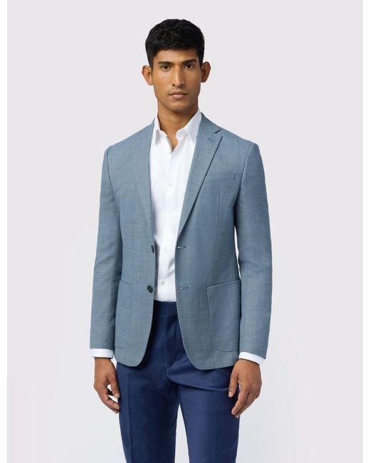 Ted Baker Blue Prynnej Slim Fit Hopsack Texture Wool Blazer for men