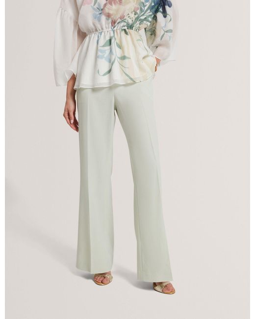 Ted Baker White Bridat Woven Kick Flare Tailored Suit Trousers
