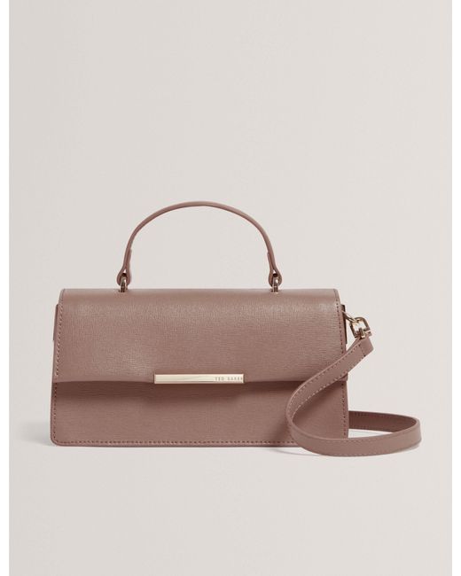 Ted Baker Pink Rennye Bar Detail Wide Leather Crossbody Bag
