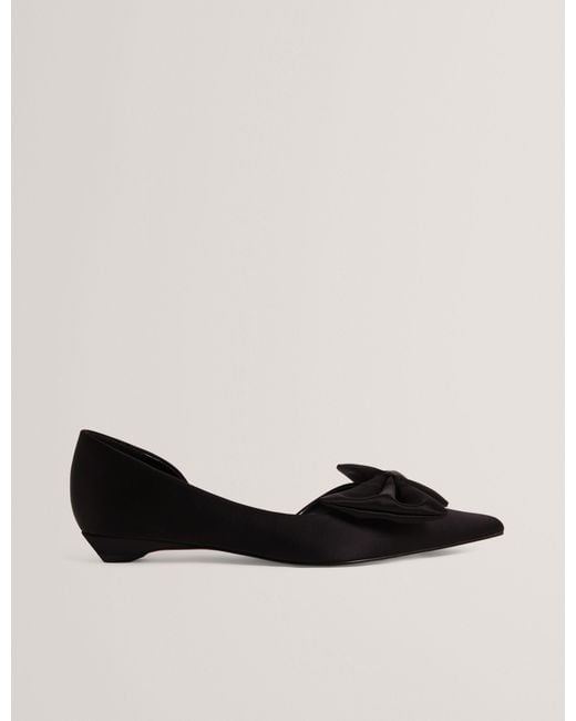 Ted Baker Black Soufiya Bow Detail Satin Pointed Kitten Heels