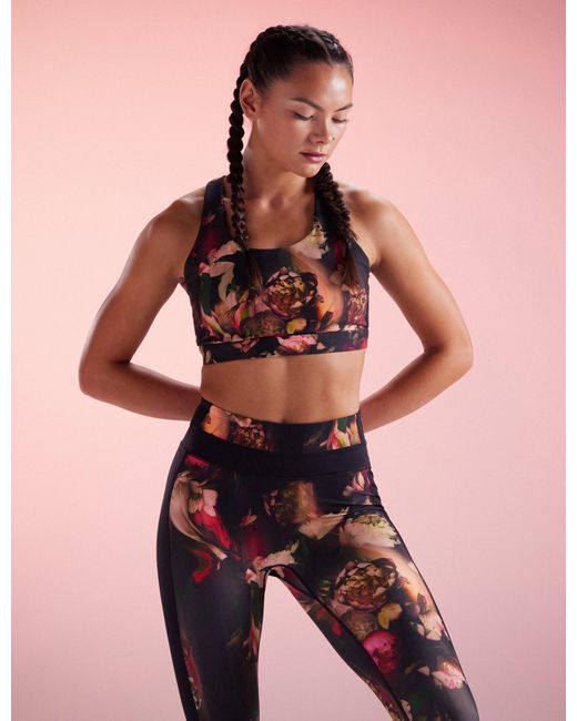 Ted Baker Red Penelope Floral Print Mid-Impact Training Leggings