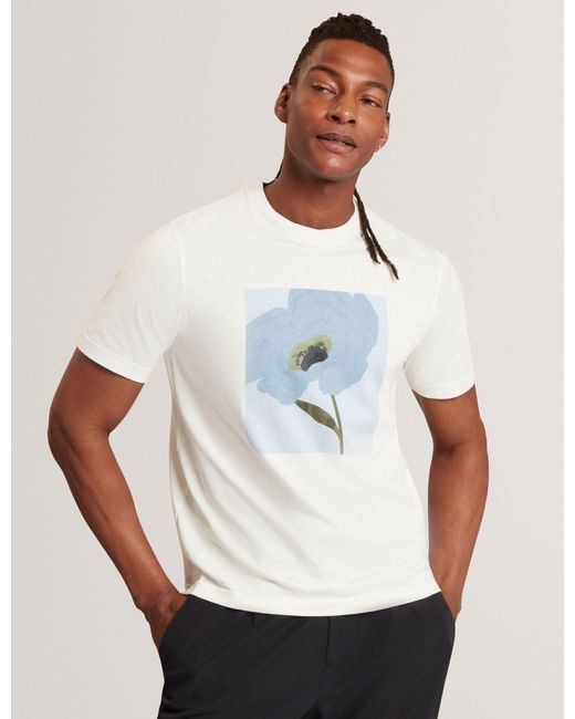 Ted Baker White Crawley Floral Box Graphic Cotton T-Shirt for men