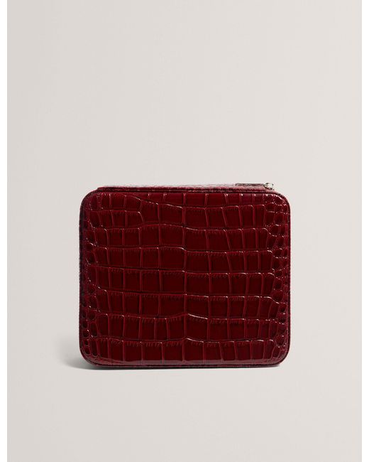 Ted Baker Red Kalliy Patent Croc Effect Large Jewellery Case