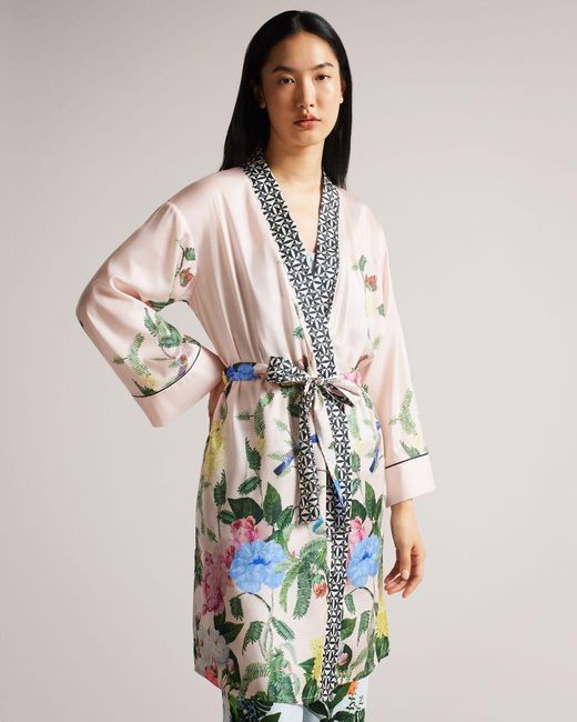 Ted Baker Botanica Print Robe in Natural | Lyst