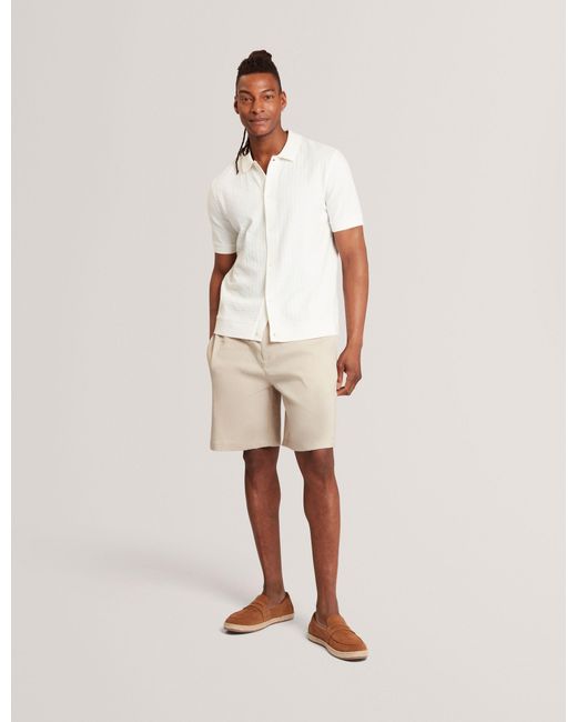 Ted Baker Natural Culves Relaxed Linen Blend Elasticated Shorts for men