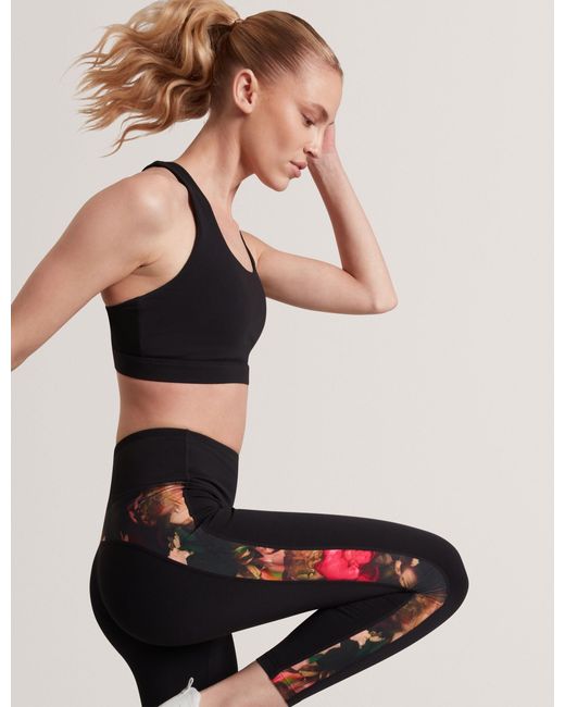 Ted Baker Black Poppy Contrast Panel 7/8 Training Leggings