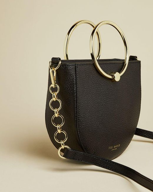 Ted Baker Leather Circular Handle Shoulder Bag in Black - Lyst