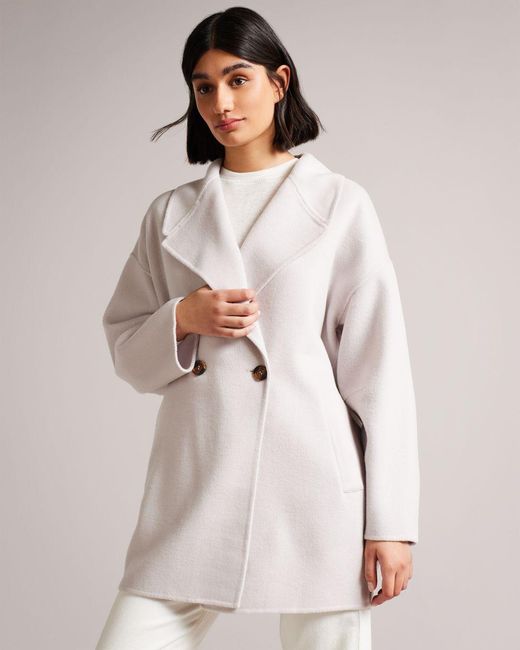 Ted Baker Wool Cocoon Coat With Oversized Collar in Pink - Lyst