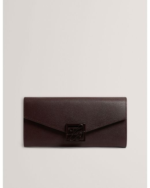 Ted Baker Brown Anisal Tb Detail Envelope Leather Purse