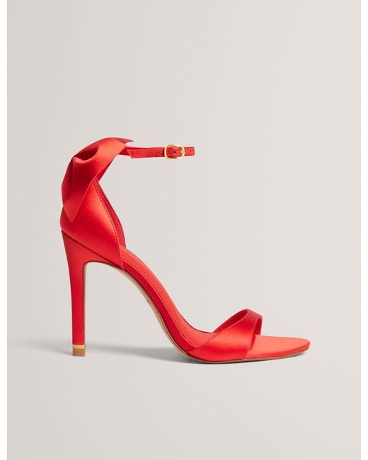 Ted Baker Red Sofelaa Bow Heel Satin Stiletto Sandals