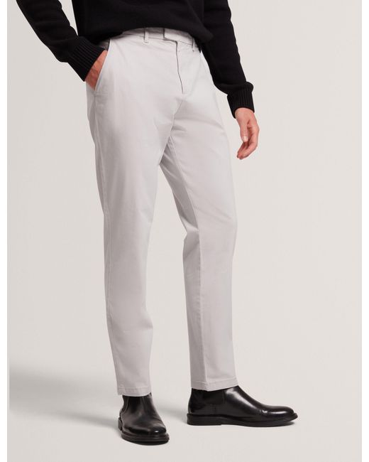 Ted Baker White Howeton Slim Fit Stretch Cotton Chinos for men