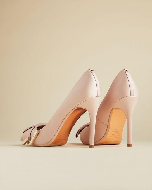 zafia satin bow detail court shoes