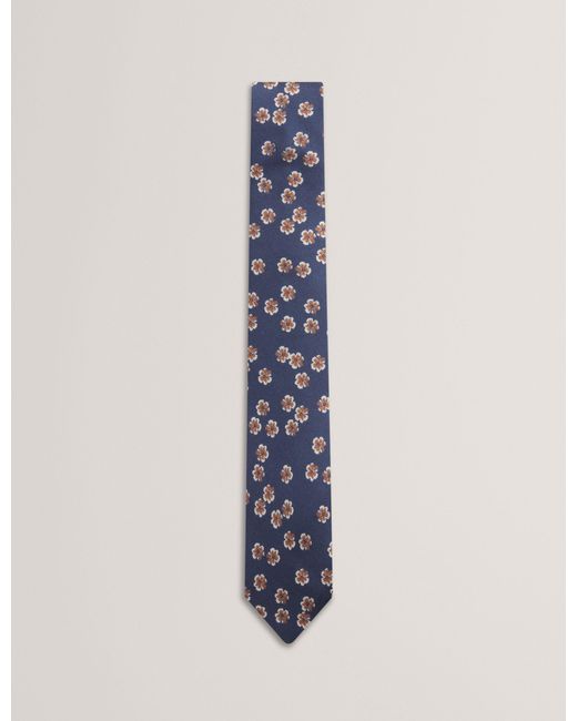 Ted Baker Blue Raffeal Scattered Floral Print Silk Tie for men