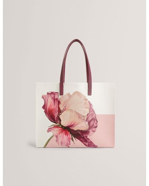 Ted Baker Pink Shelien Floral Graphic Pu Wide Icon Tote Bag