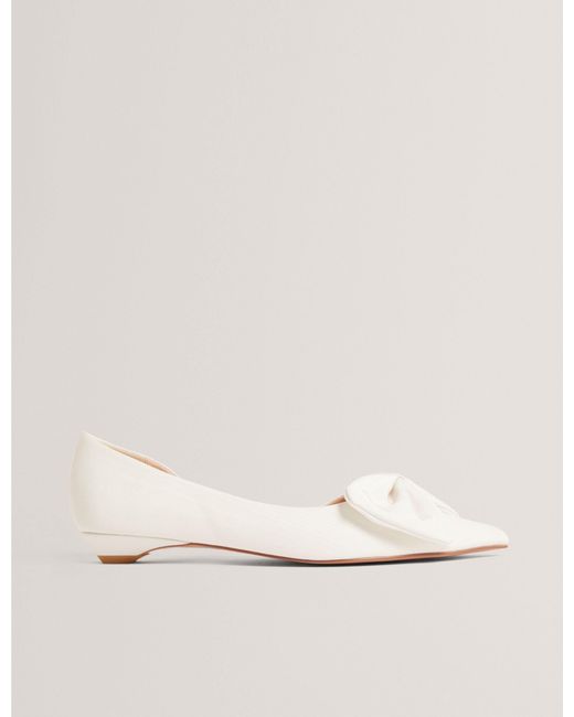 Ted Baker Natural Soufiya Bow Detail Grosgrain Kitten Heel Shoes