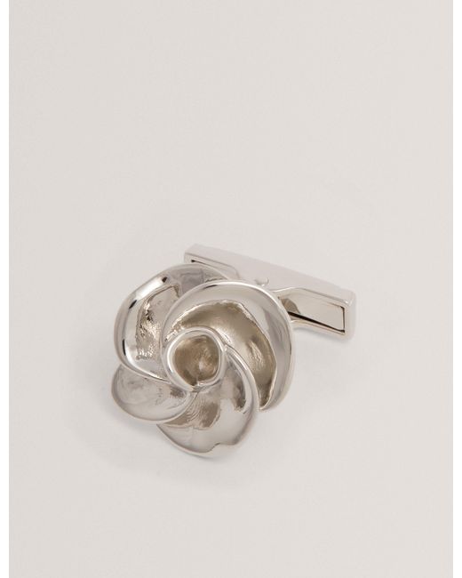 Ted Baker Natural Roseo Shaped 3D Rose Metal Cufflinks for men