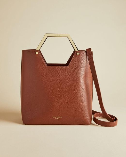 Ted Baker Leather And Suede Hexagon Handle Shopper Bag in Brown | Lyst