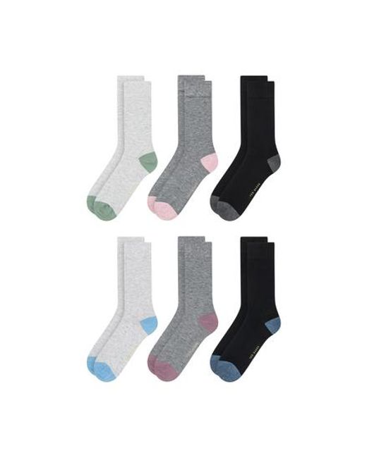 Ted Baker White 6 Pack Contrast Heel Toe Crew Socks for men