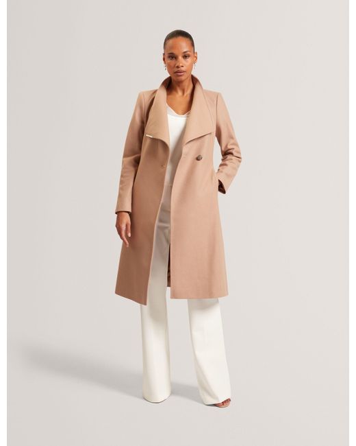Ted Baker Natural Rose Midi Length Belted Wool Wrap Coat