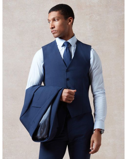 Ted Baker Blue Algerw Performance Stretch Slim Fit Suit Waistcoat for men