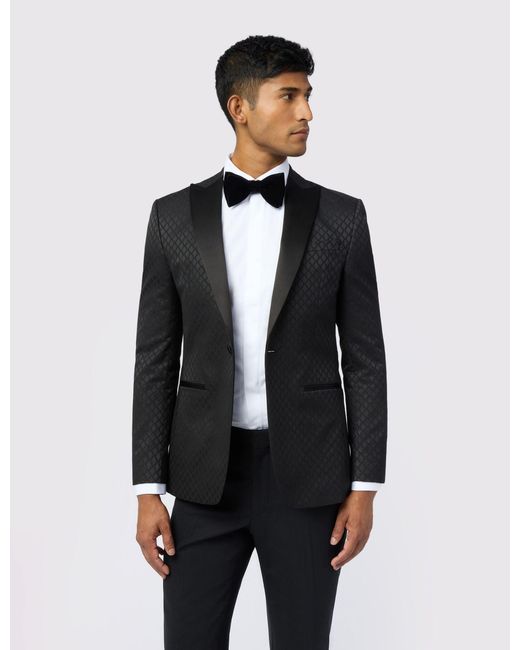 Ted Baker Blue Sabinej Diamond Jacquard Slim Evening Jacket for men