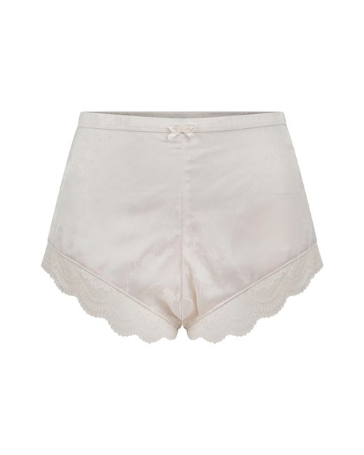 Ted Baker White Lacey Textured Satin Lace Trim Sleep Shorts