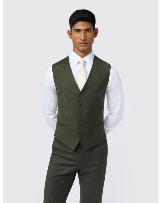 Ted Baker Green Learw Flannel Wool Rich Slim Suit Waistcoat for men
