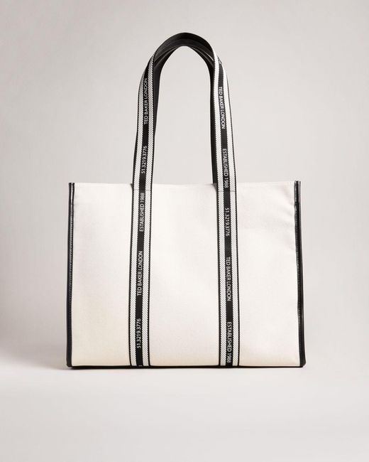 Ted Baker Branded Webbing Canvas Tote in White | Lyst UK
