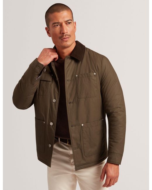 Ted Baker Brown Nevers Waxed Cotton Button-Up Jacket for men