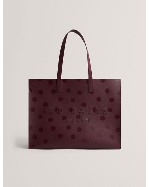 Ted Baker Red Dotee Tonal Polka Dot Wide Icon Tote Bag