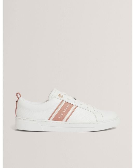 Ted Baker Natural Logo Webbing Leather Trainers