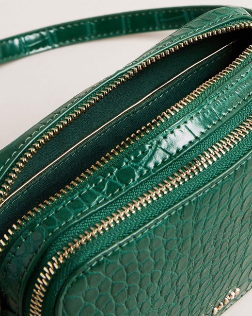 Ted Baker Synthetic Croc Effect Camera Bag in Mid Green (Green) - Save ...
