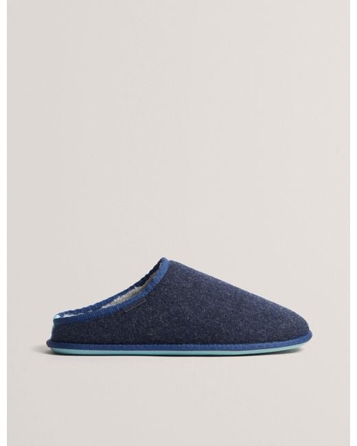 Ted Baker Blue Simmonn Felt Plush Lined Mule Slippers for men