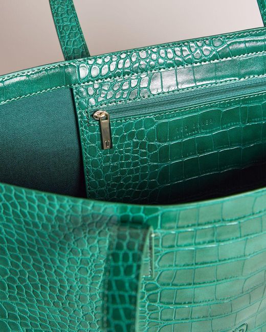 Ted Baker Mock Croc Icon Tote Bag in Green | Lyst
