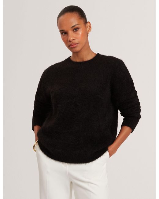 Ted Baker Black Mirrani Brushed Alpaca Wool Relaxed Jumper