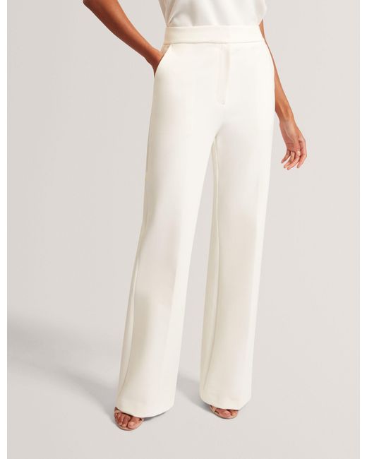 Ted Baker White Indriv Tailored High Waisted Flared Trousers