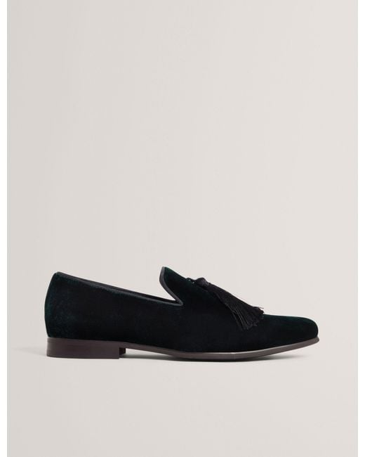 Ted Baker Black Greysen Velvet Slip-On Dress Loafers for men