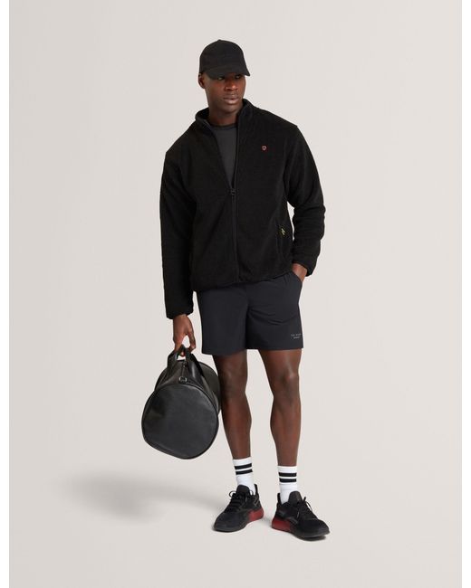 Ted Baker Black Jay Borg Fleece Zip-Up Track Jacket for men