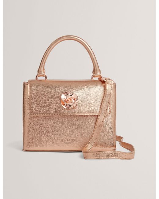 Ted Baker Natural Rosama Metallic Rose Detail Small Top Handle Bag