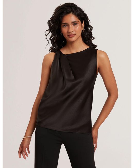 Ted Baker Black Miona Satin Twist Neck Sleeveless Top
