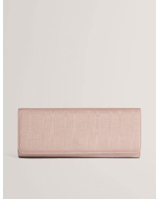Ted Baker Pink Maliisa Moire Baguette Fold-Over Clutch Bag