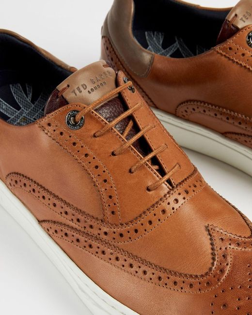 Ted Baker Leather Brogue Trainers in Tan (Brown) for Men - Lyst