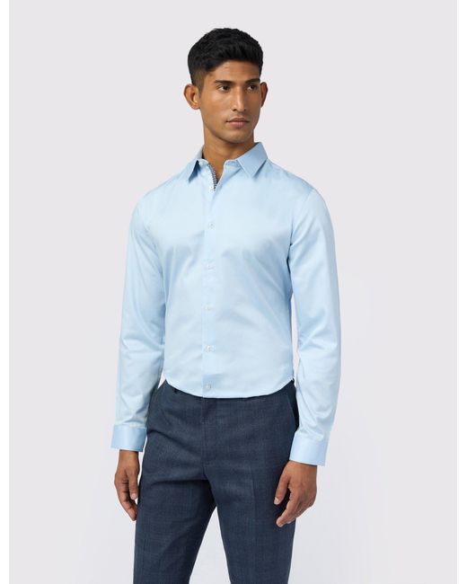 Ted Baker White Felix Sateen Stretch Cotton Slim Fit Shirt for men