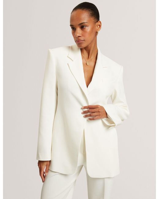 Ted Baker White Acata Single Breasted Hourglass Tailored Blazer